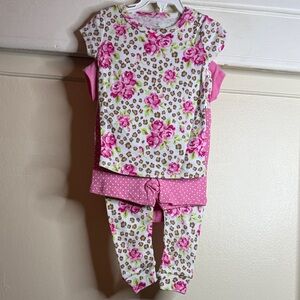 Candlesticks Pink Floral & Leopard Print Pajama Set